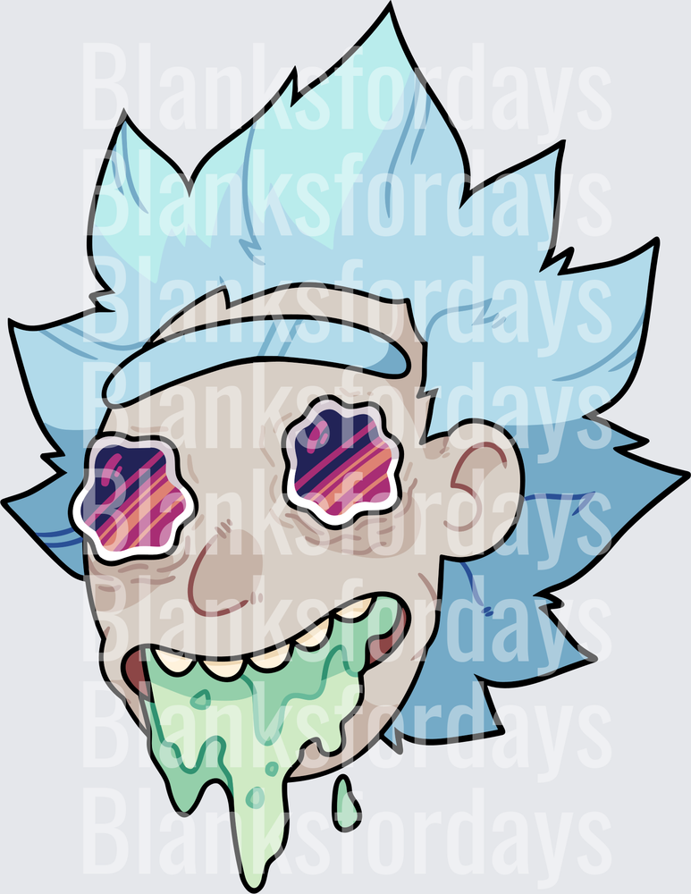 Rick Sanchez Trippy Star Eyes Green Slime Drip Face (DTF)