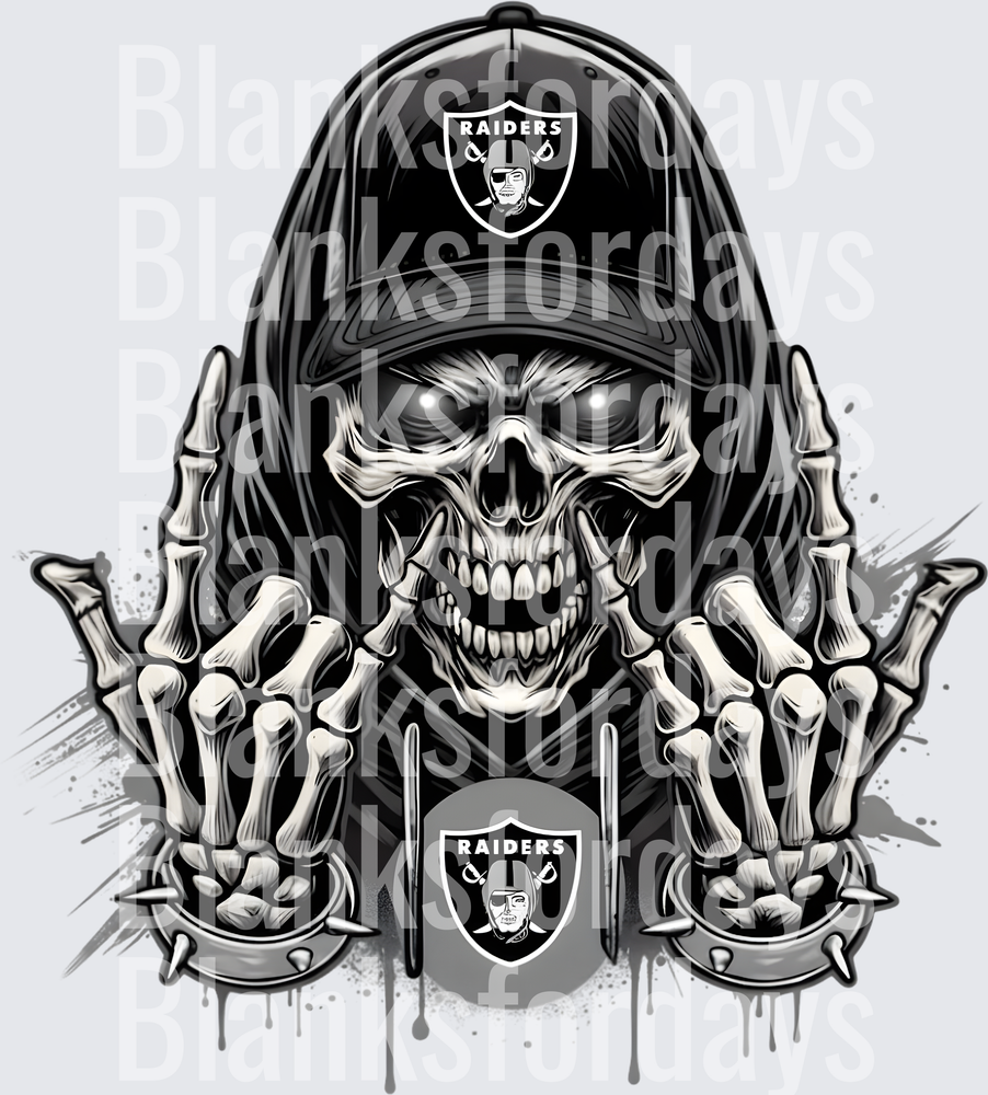 Las Vegas Raiders Skull Skeleton Hands Hoodie Drip Design (DTF)