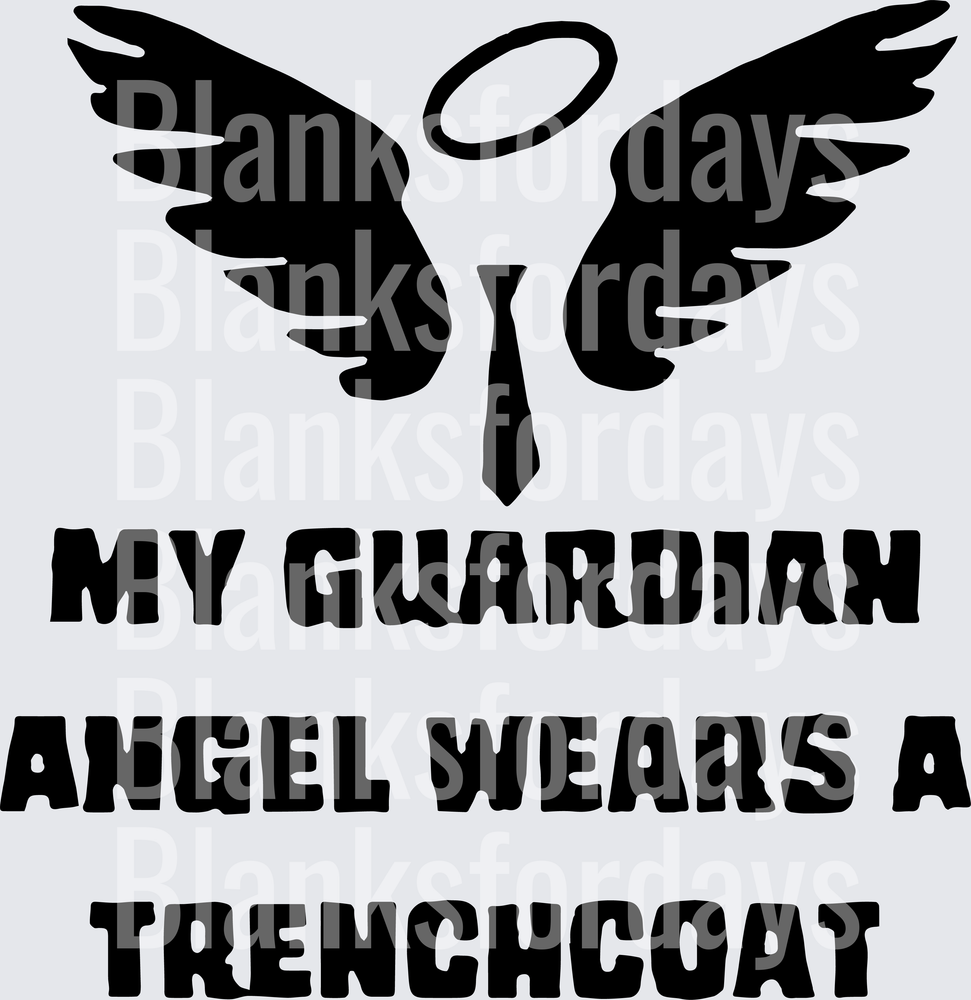 My Guardian Angel Wears A Trenchcoat Wings Halo Tie (DTF)