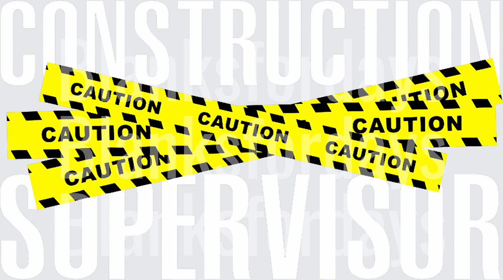 Construction Supervisor Caution Tape Crossed Bands (DTF)