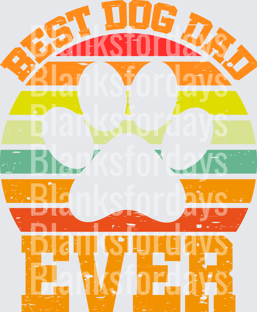 Best Dog Dad Ever Retro Sunset Paw Print (DTF)