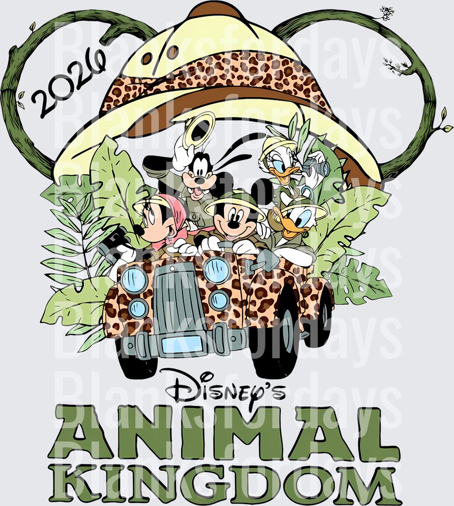 Mickey Minnie Goofy Donald Daisy Safari Animal Kingdom 2026 (DTF)
