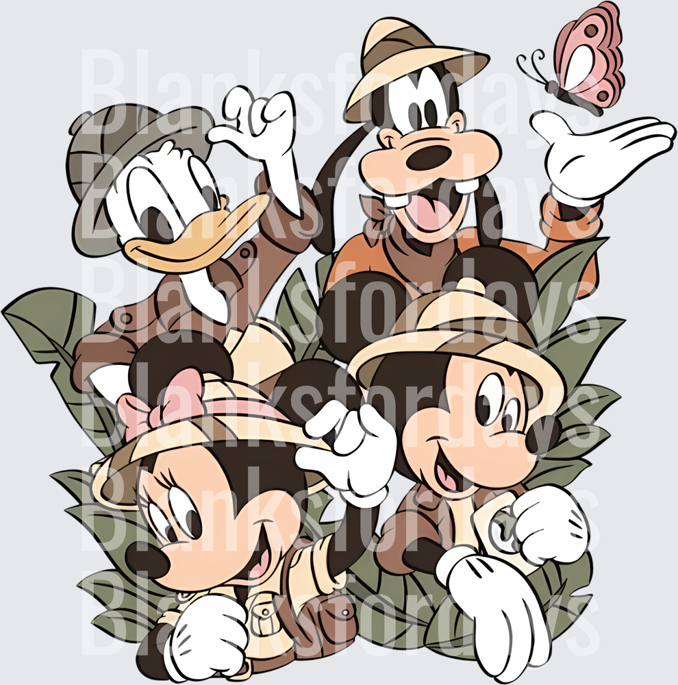 Mickey Minnie Donald Goofy Safari Adventure Jungle Pals (DTF)