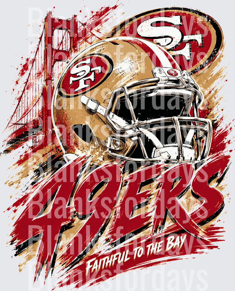 San Francisco 49ers Helmet Faithful to the Bay Splatter (DTF)