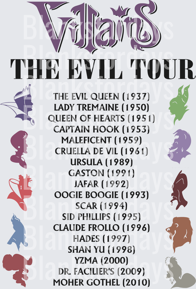 Disney Villains The Evil Tour Concert Style Lineup (DTF)