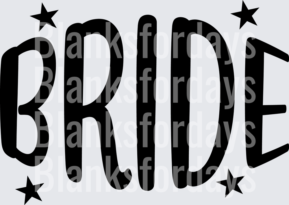 Bold BRIDE Text with Stars Wedding Design (DTF)