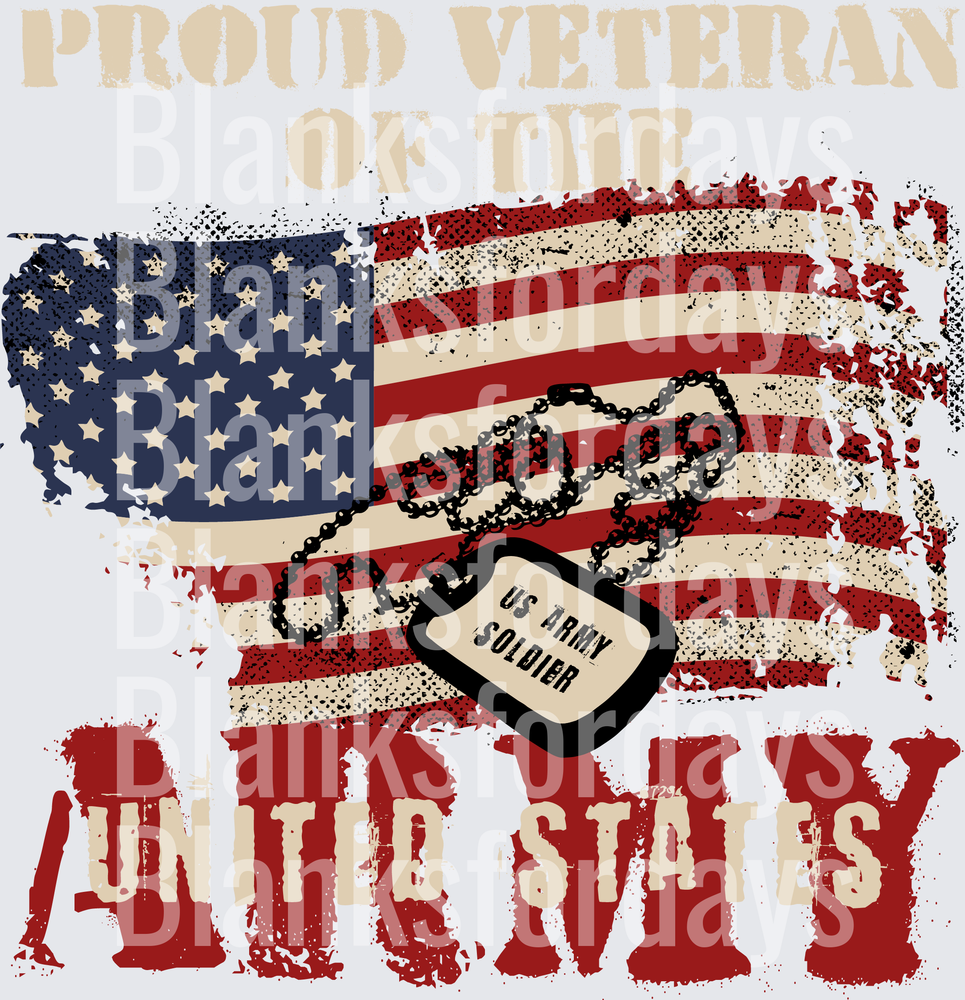 Proud Veteran US Army Soldier Distressed American Flag Dog Tags (DTF)