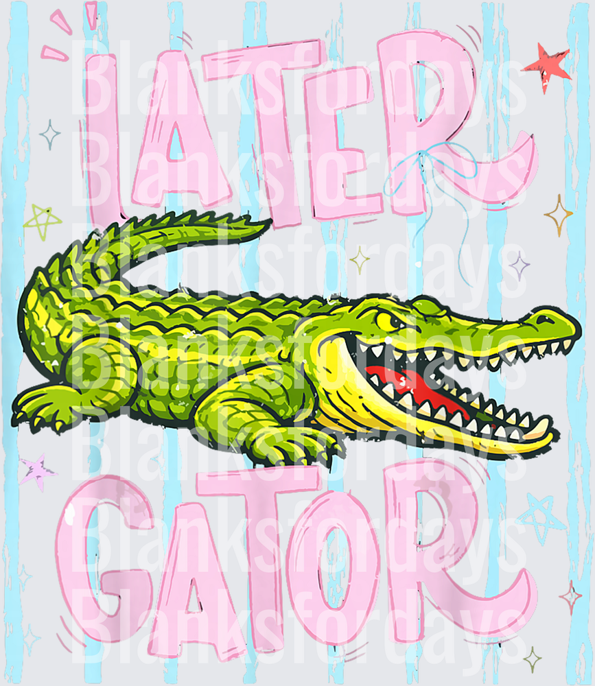 Later Gator Bold Pink Text Green Alligator Retro Design (DTF)