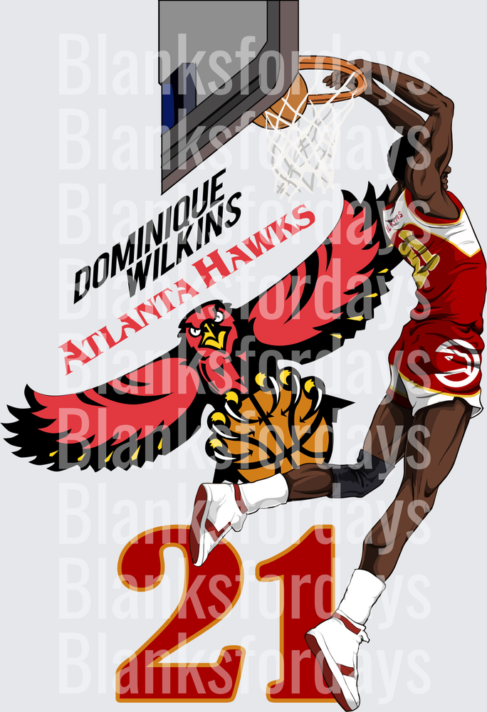 Dominique Wilkins Atlanta Hawks #21 Dunk Tribute Graphic (DTF)