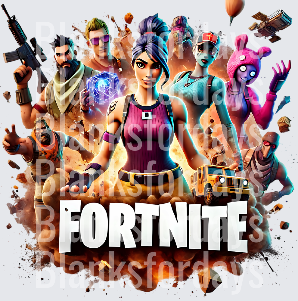 Fortnite Squad Characters Explosion Battle Royale Design (DTF)