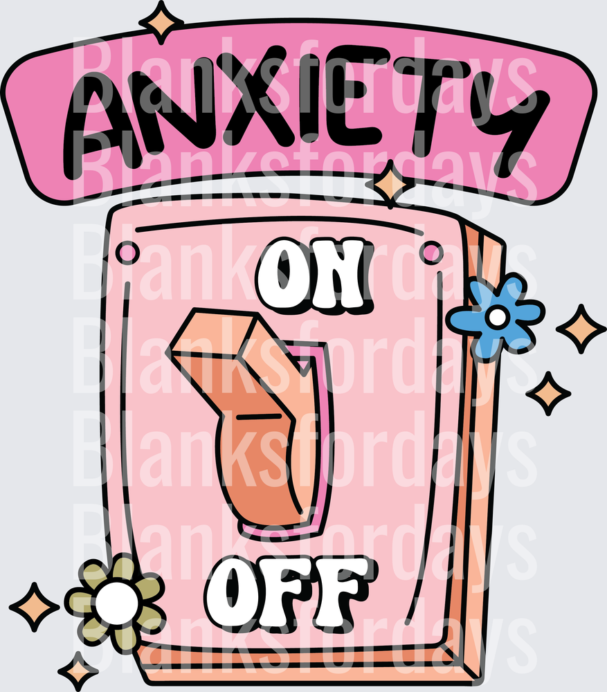Anxiety On Off Light Switch Pink Retro Floral Design (DTF)