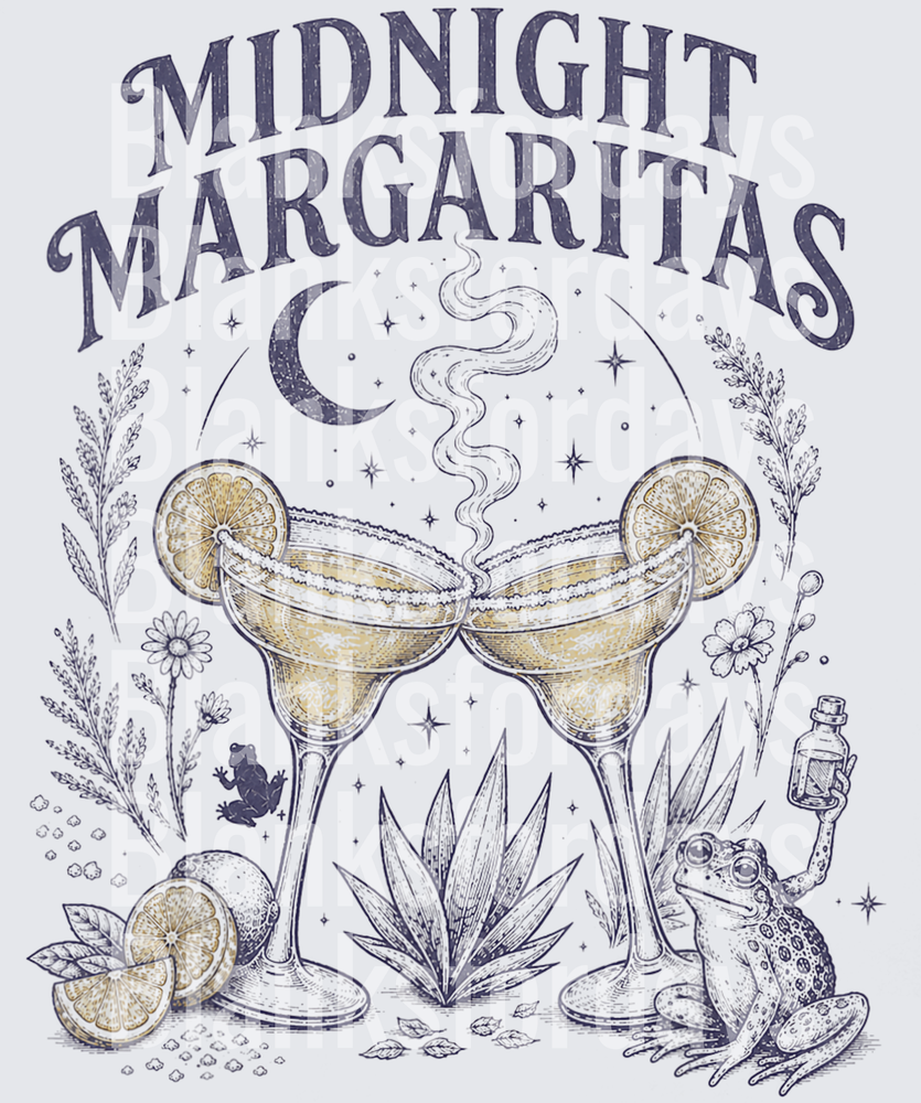 Midnight Margaritas Celestial Frog Tequila Cocktail Design (DTF)