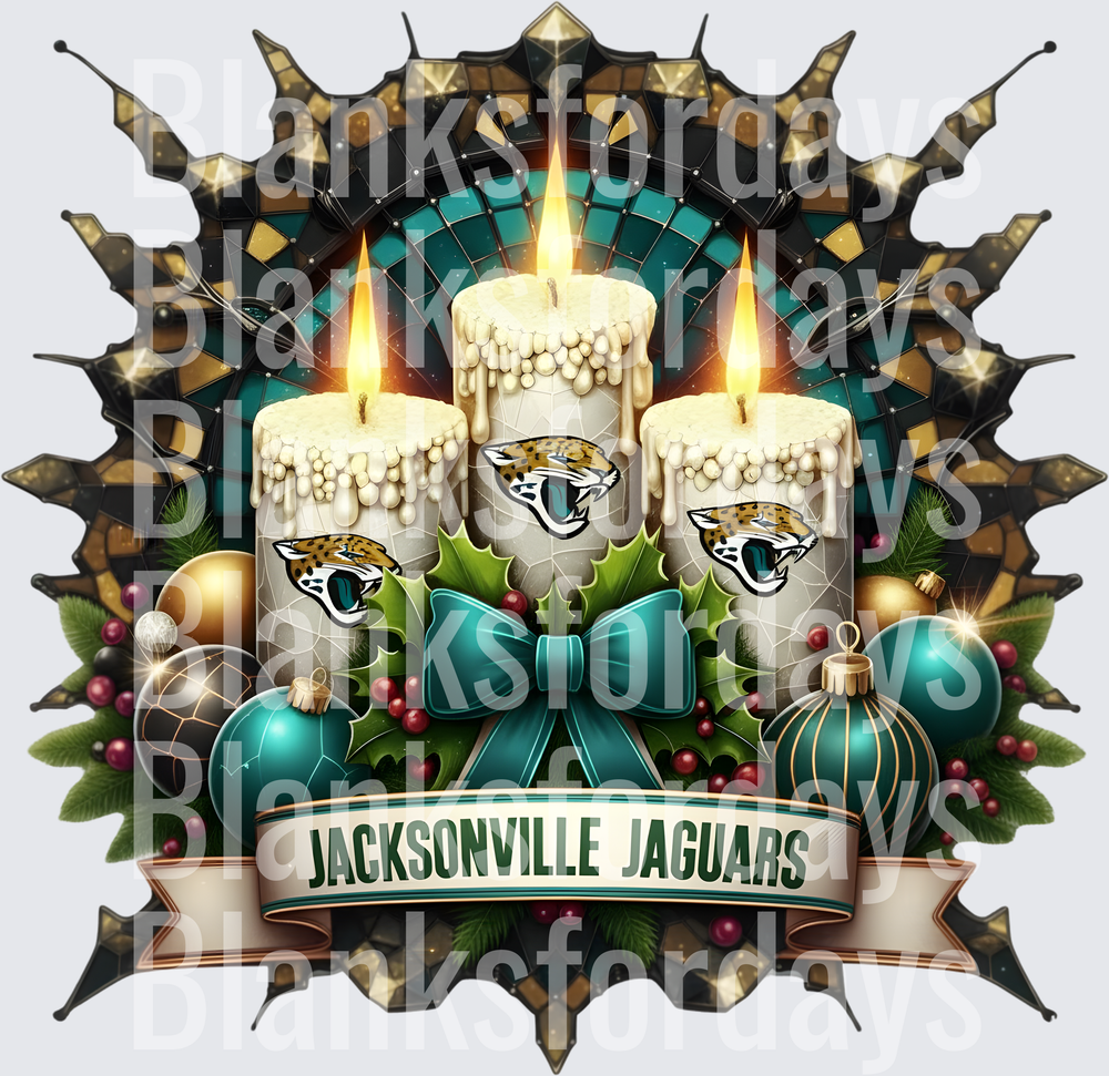 Jacksonville Jaguars Christmas Candles Holly Holiday (DTF)