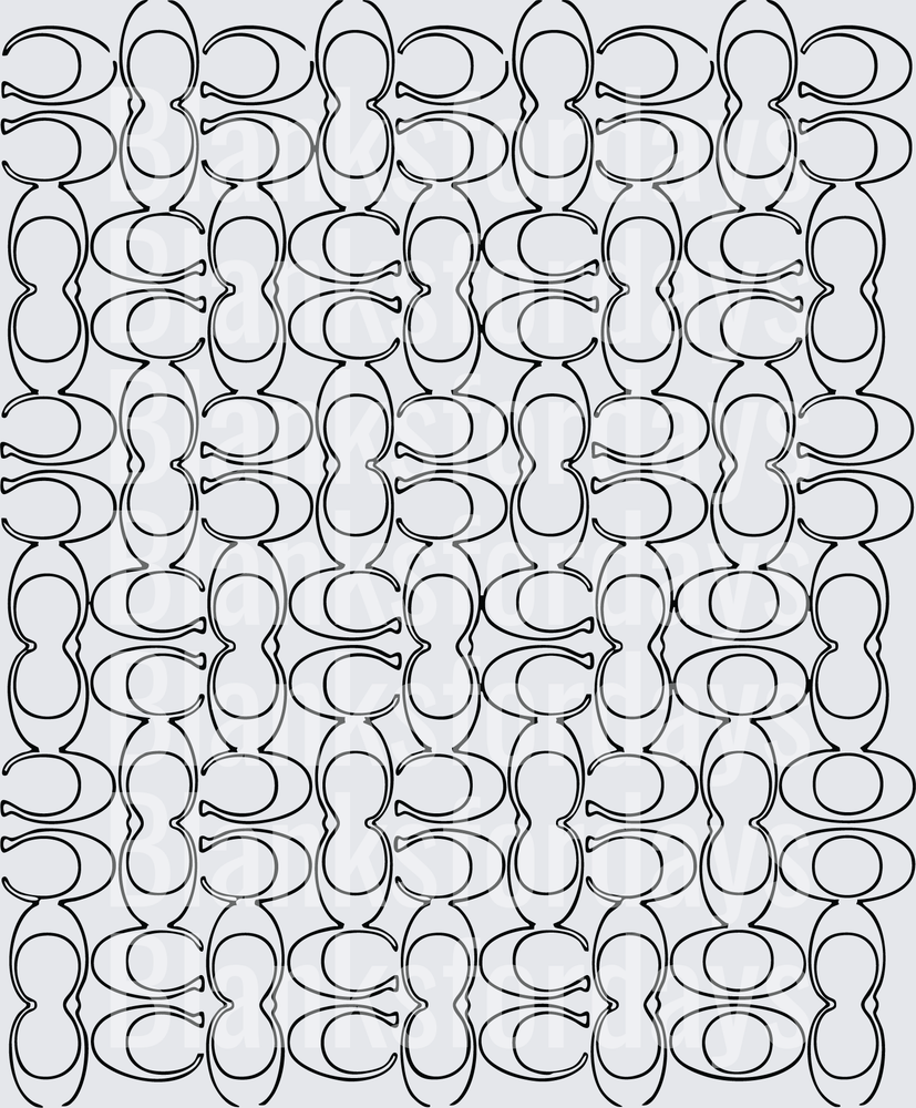Repeating Bubble Letter C Pattern Seamless Black Outline (DTF)