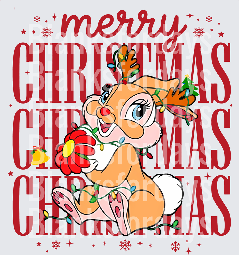 Merry Christmas Bambi Reindeer Antlers Holiday Lights (DTF)