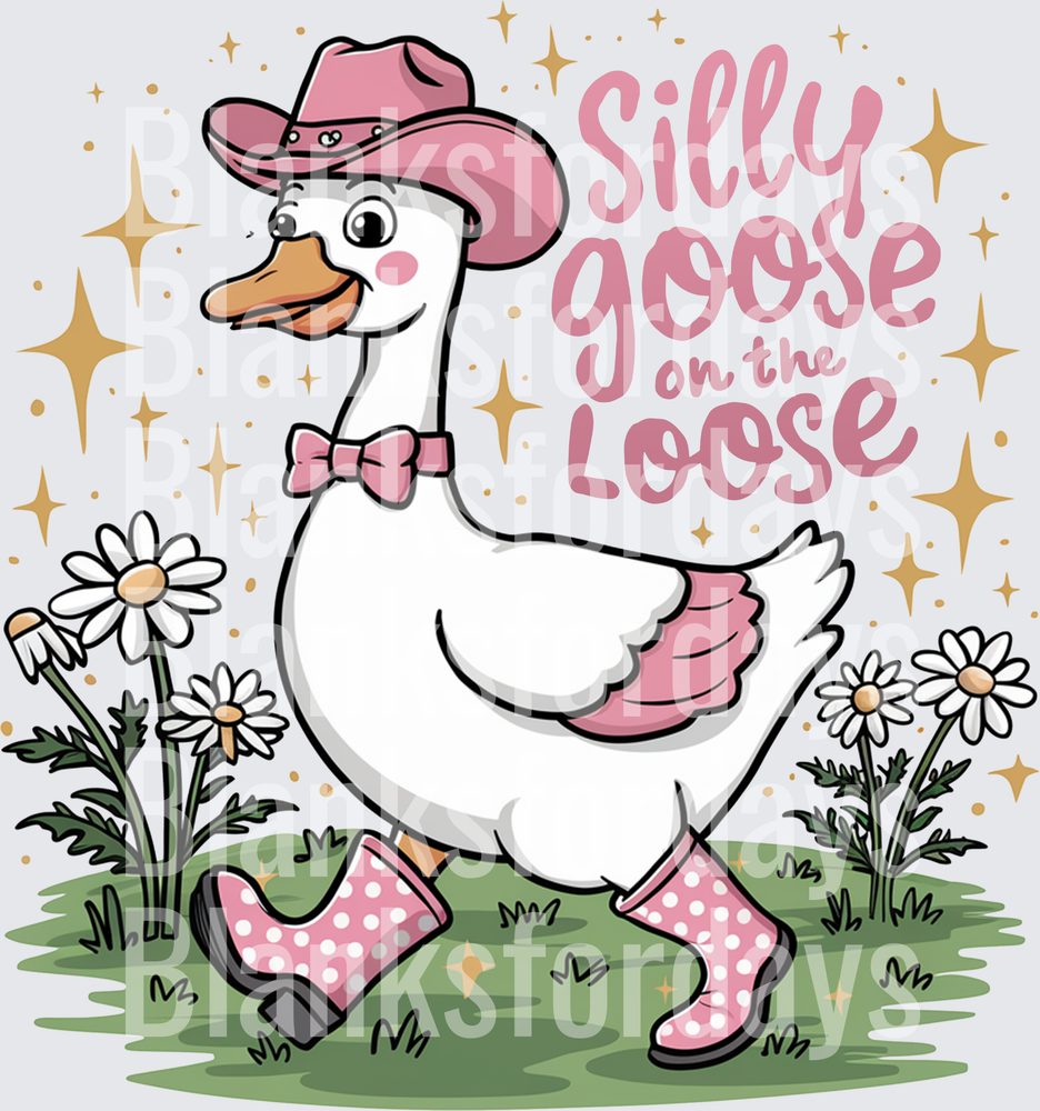 Silly Goose on the Loose Cowgirl Duck with Rain Boots (DTF)