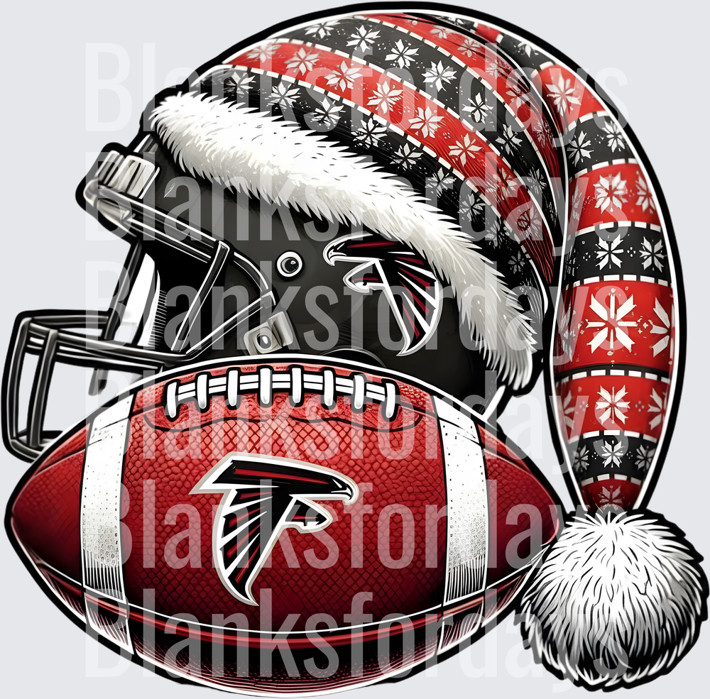 Atlanta Falcons Christmas Santa Hat Helmet Football (DTF)