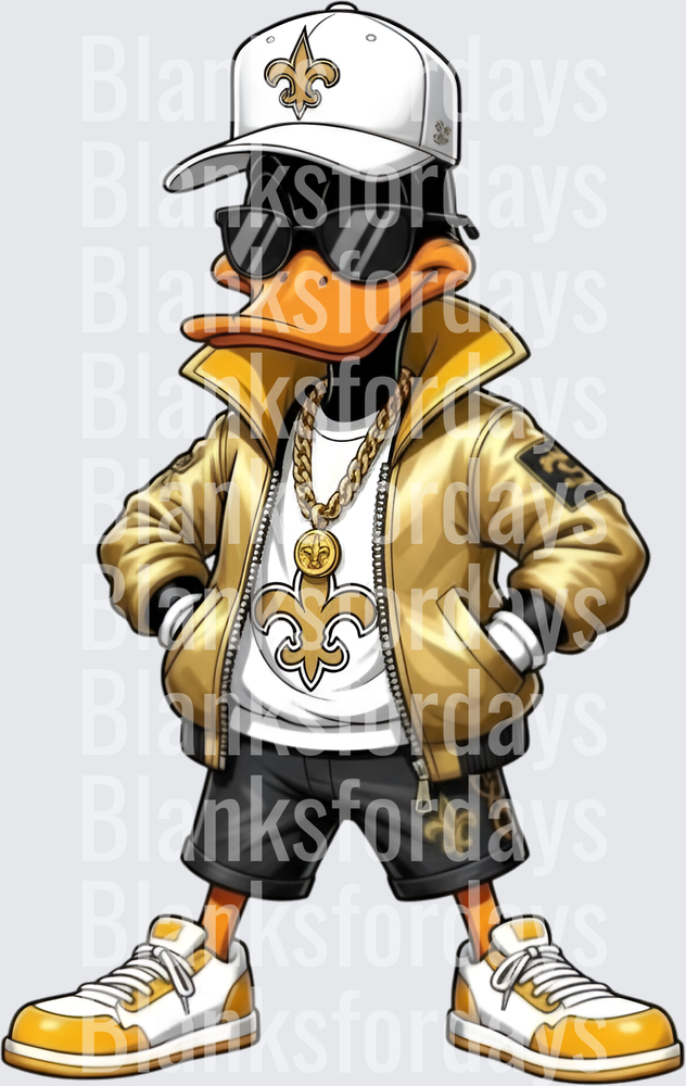 New Orleans Saints Swag Duck Gold Fleur de Lis Chain (DTF)