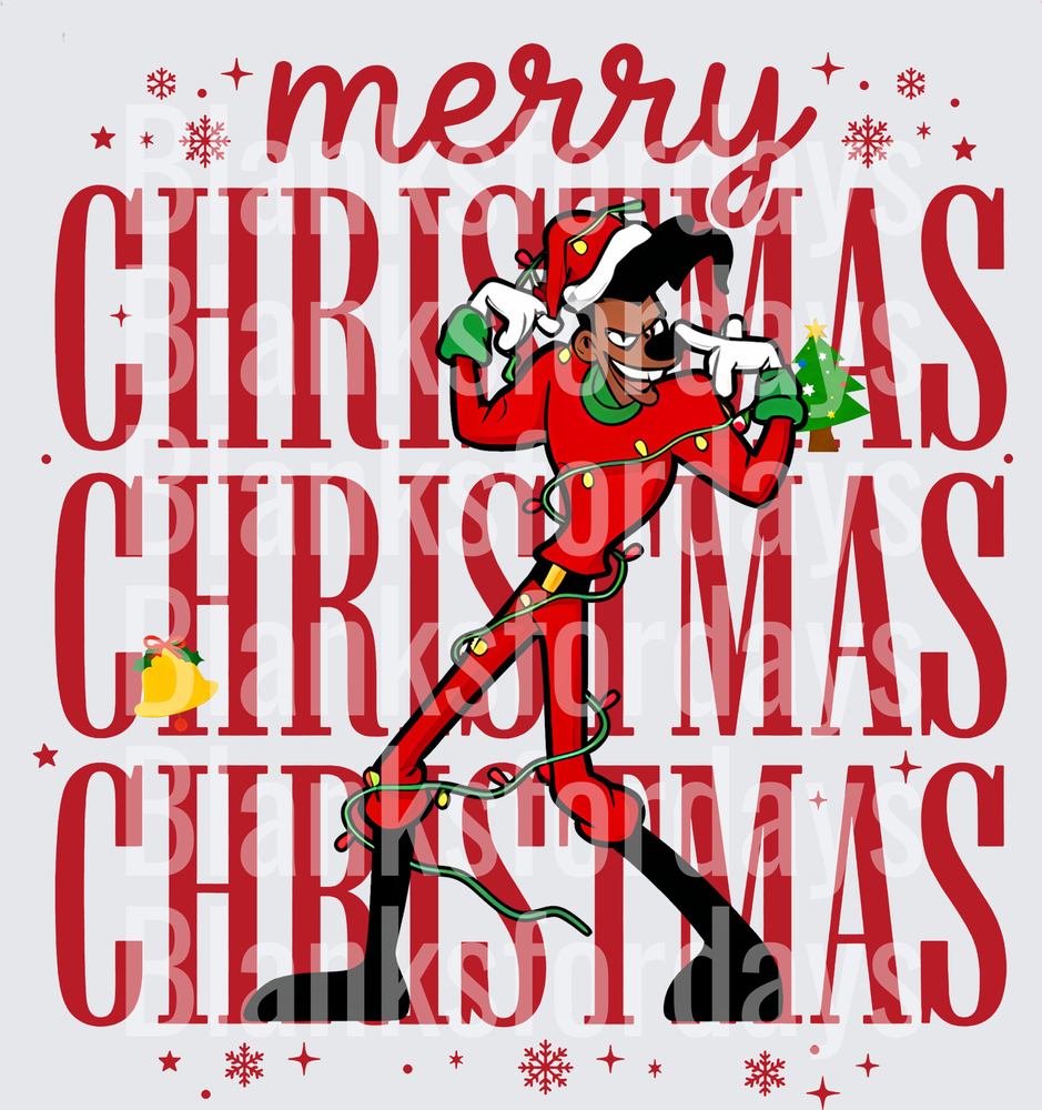 Merry Christmas Yzma Villain Elf Wrapped in Holiday Lights (DTF)