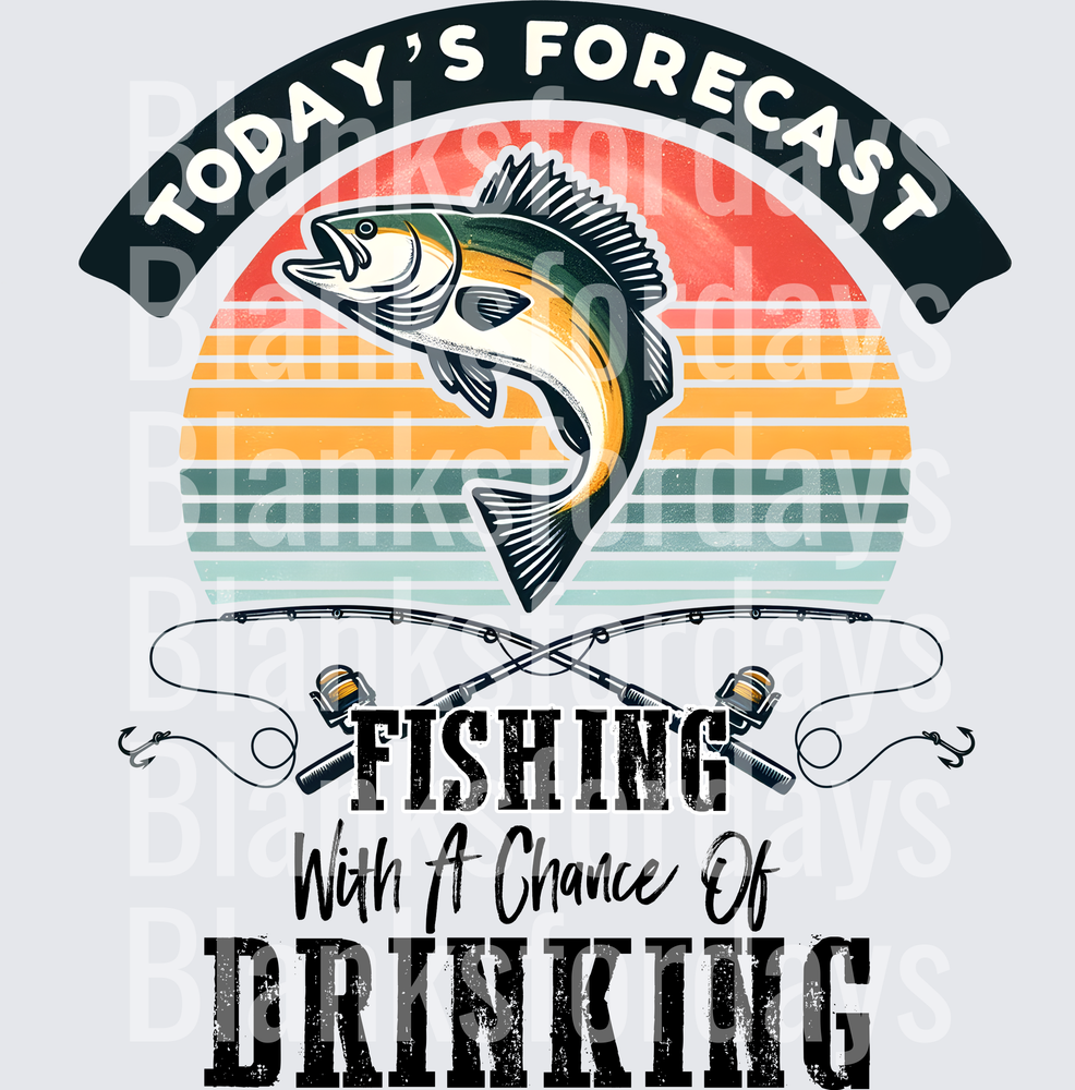 Today's Forecast Fishing With A Chance Of Drinking Retro Bass (DTF)