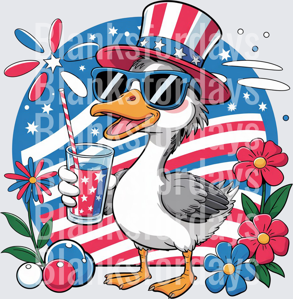 Patriotic Goose Uncle Sam Hat Sunglasses 4th of July (DTF)
