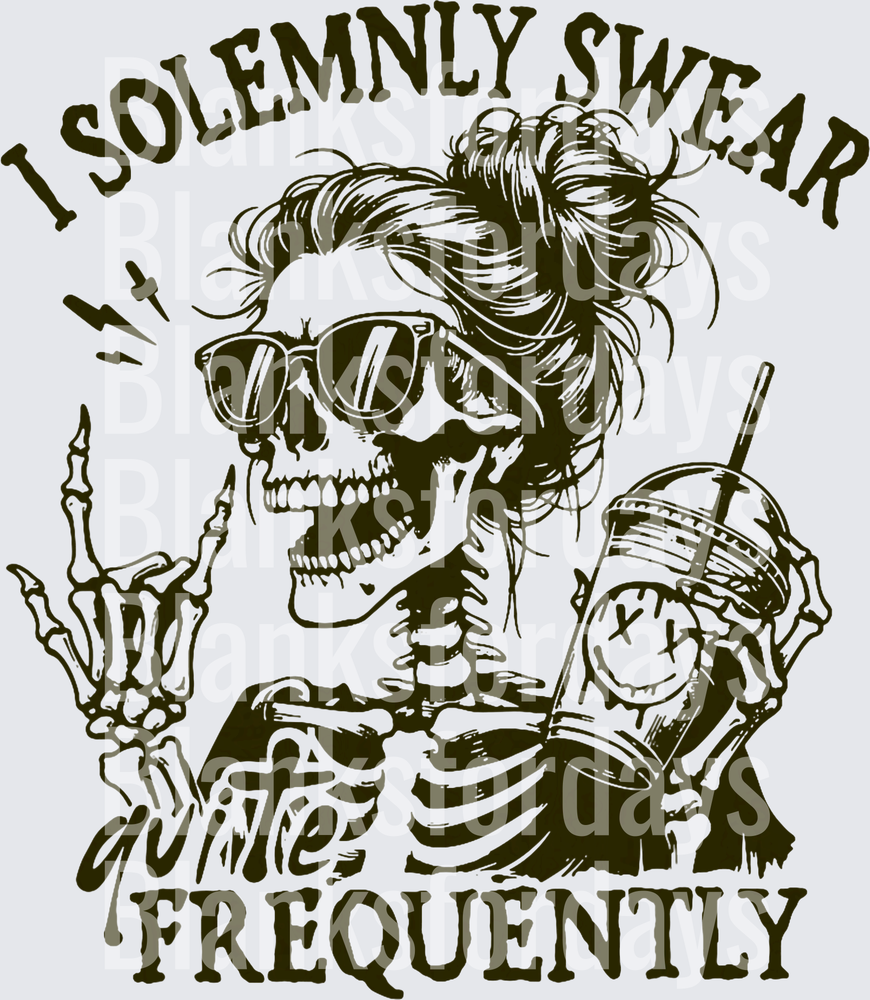 I Solemnly Swear I Swear Quite Frequently Messy Bun Skeleton (DTF)