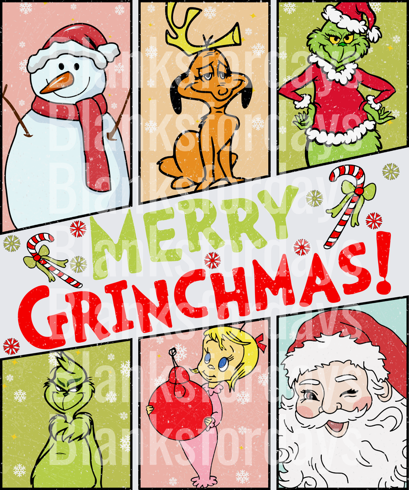 Merry Grinchmas Holiday Panel Collage with Max and Cindy Lou (DTF)