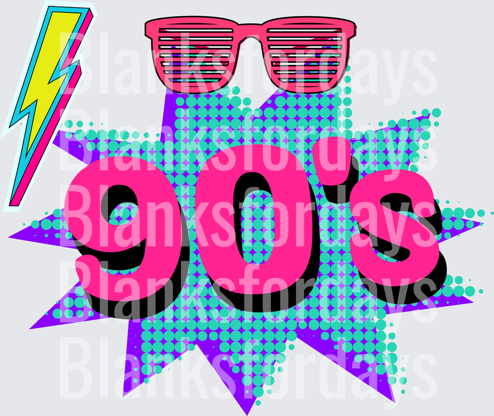 90s Retro Neon Pop Art Shutter Shades Lightning Bolt (DTF)