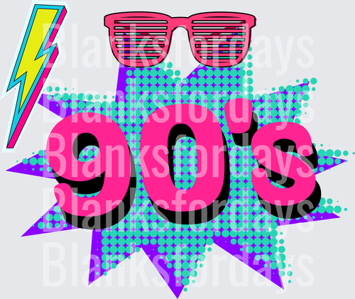 90s Retro Neon Pop Art Shutter Shades Lightning Bolt (DTF)