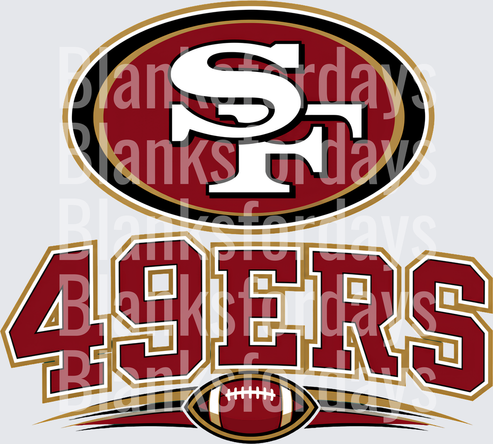 San Francisco 49ers SF Logo with Football Graphic (DTF)