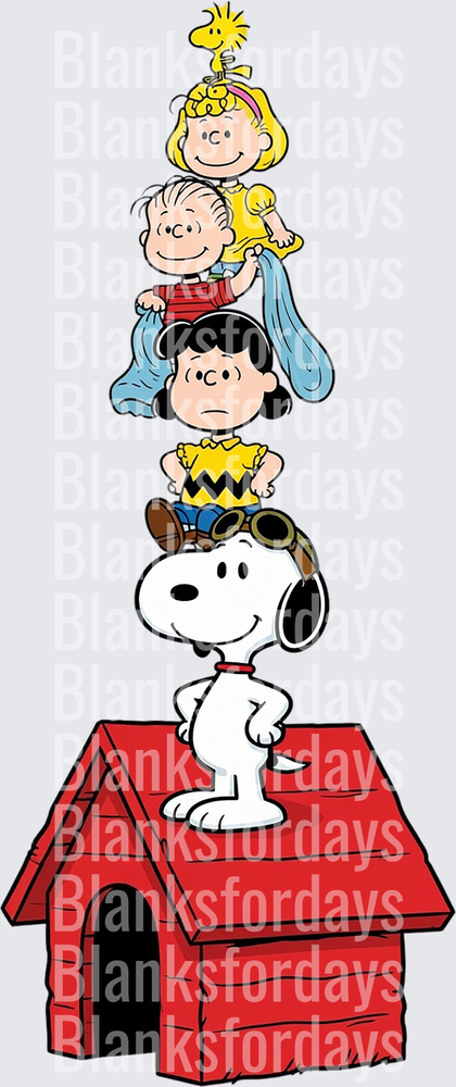 Peanuts Gang Tower Snoopy Charlie Brown Lucy Linus Sally Woodstock (DTF)