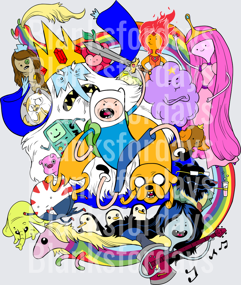Adventure Time Character Collage with Finn Jake and Friends (DTF)