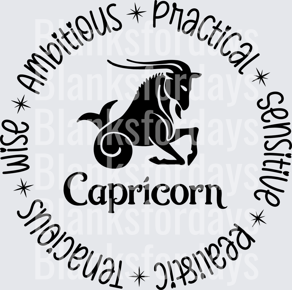 Capricorn Zodiac Sea-Goat Traits Circle Design (DTF)