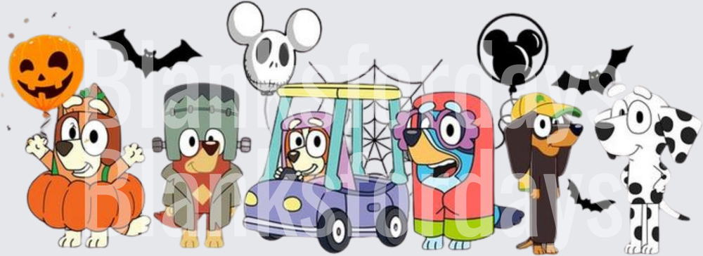 Bluey Characters Halloween Costumes Trick or Treat Gang (DTF)