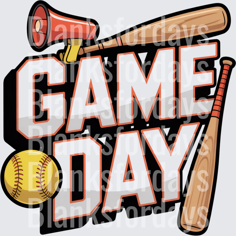 Game Day Softball Bats Megaphone Bold Graphic (DTF)