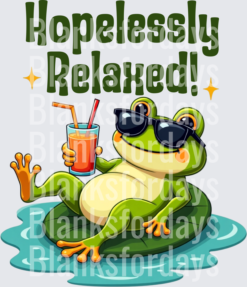 Hopelessly Relaxed Frog Sunglasses Lily Pad Tropical Drink (DTF)