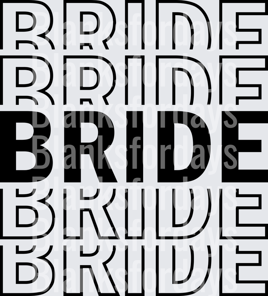 BRIDE Repeated Bold Block Letter Pattern Black White (DTF)