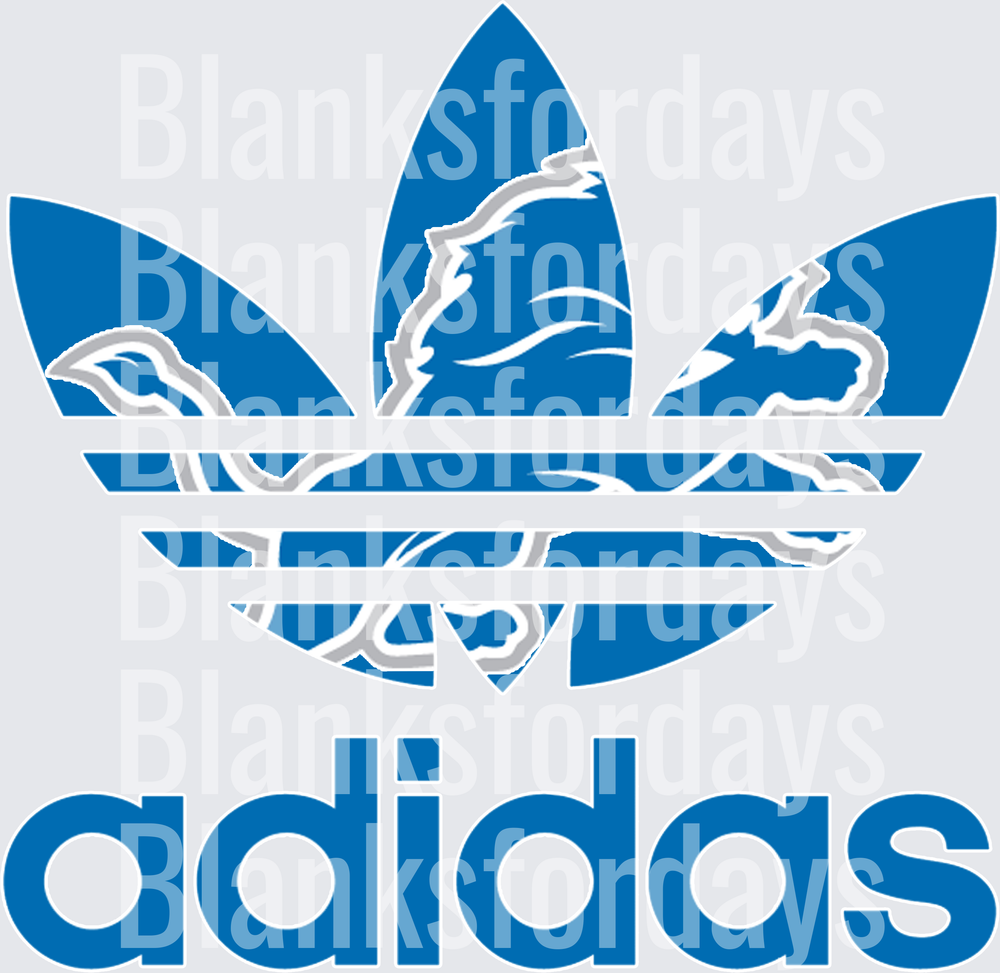 Detroit Lions Adidas Trefoil Logo Mashup Blue (DTF)