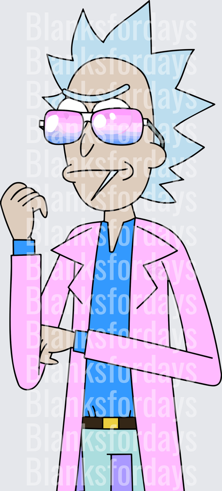 Rick Sanchez Cool Pink Lab Coat Sunglasses Pose (DTF)