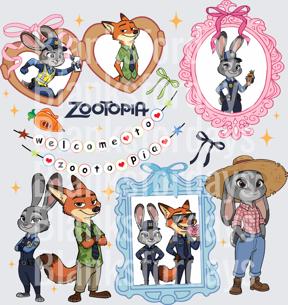 Zootopia Judy Hopps and Nick Wilde Character Bundle Sheet (DTF)