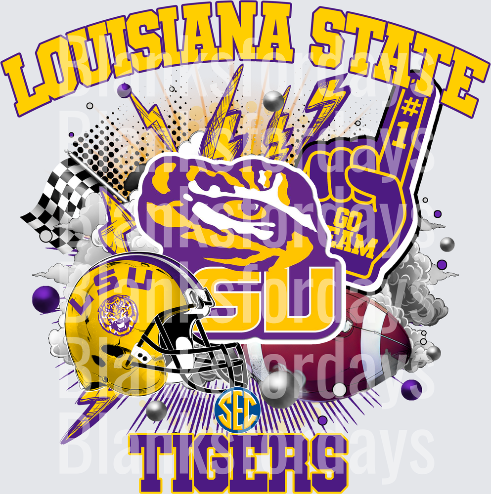 Louisiana State Tigers LSU Football SEC Spirit Design (DTF)
