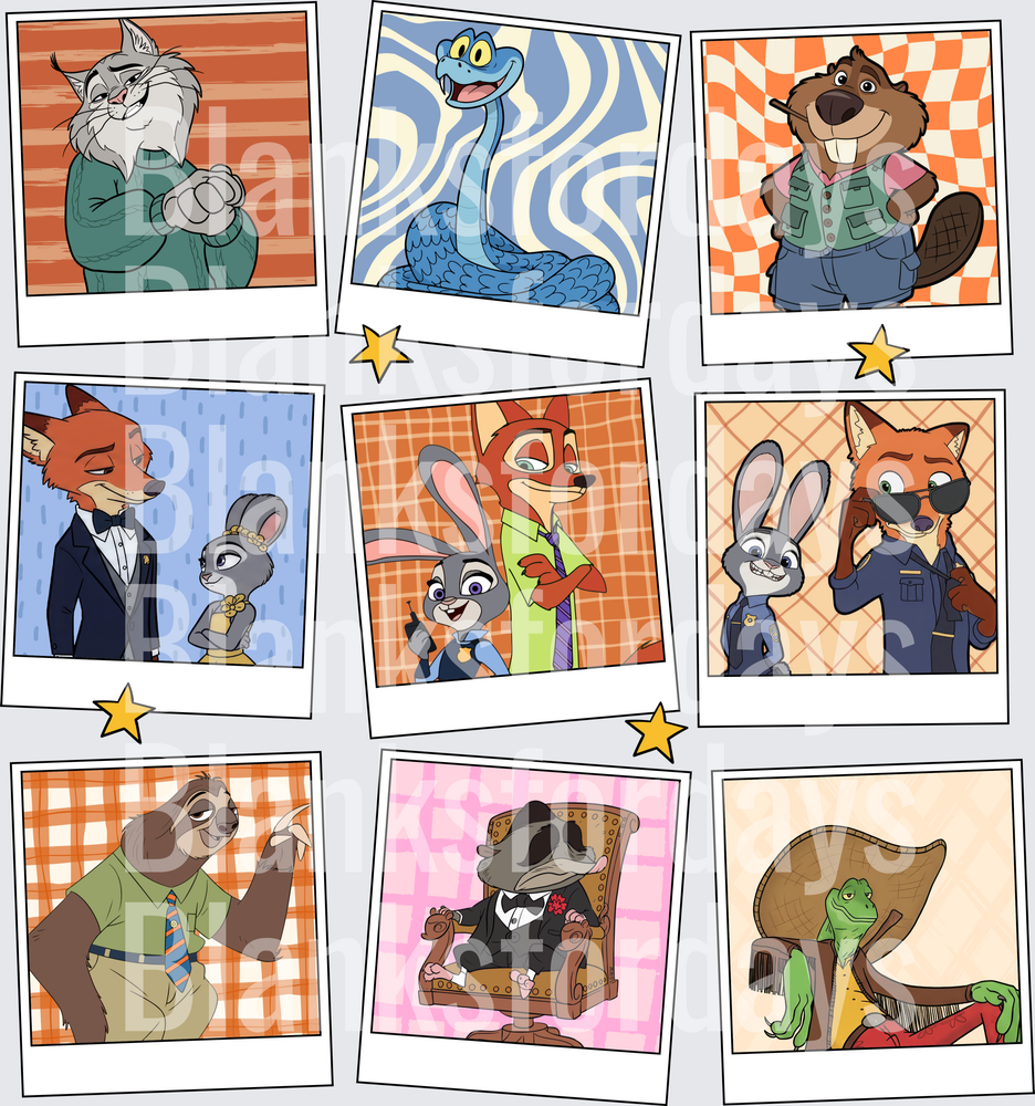 Zootopia Character Polaroid Photo Collage Nick Judy Cast (DTF)