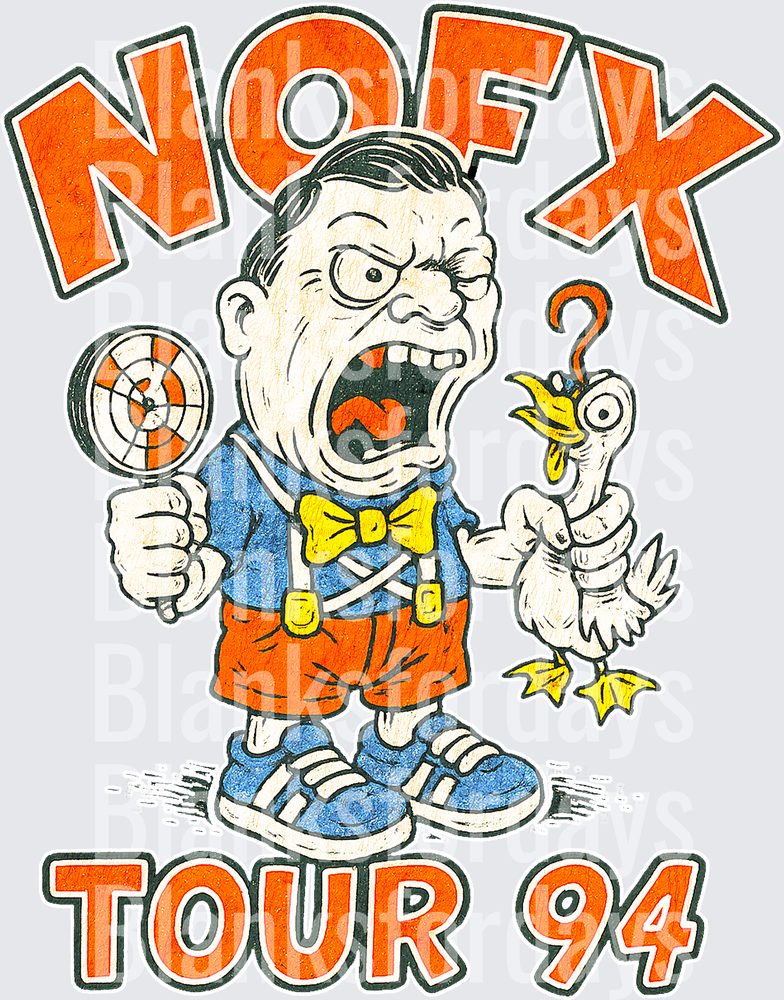 NOFX Tour 94 Angry Cartoon Character with Duck Vintage Graphic (DTF)