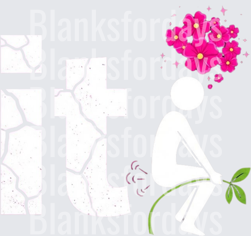 Cracked Letters Figure with Pink Flowers Mental Health Growth (DTF)