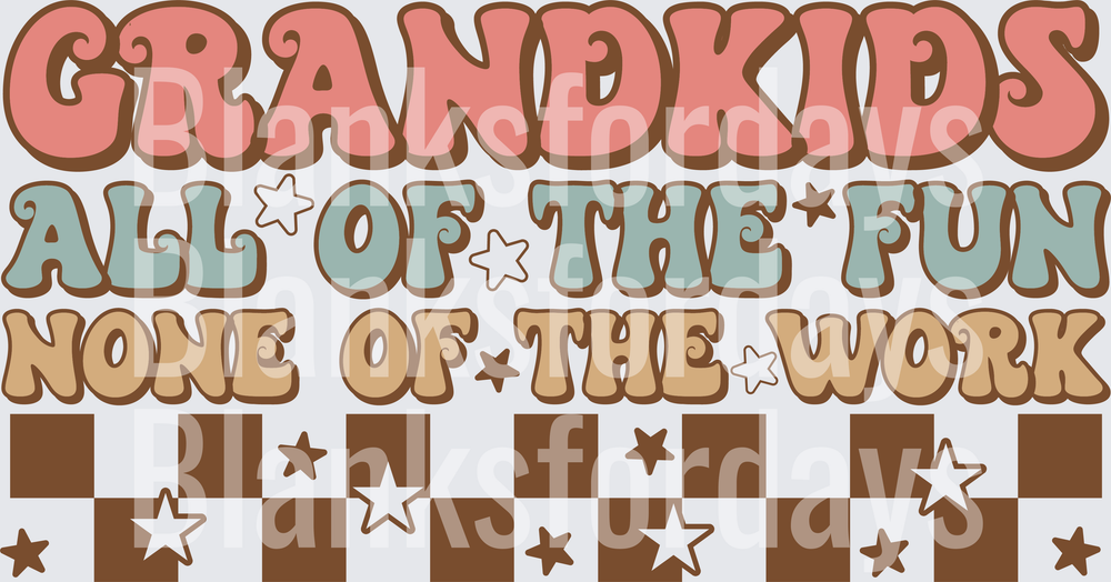 Grandkids All The Fun None Of The Work Retro Checkered Stars (DTF)