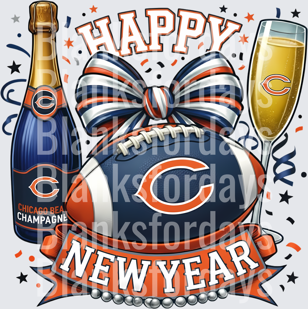 Chicago Bears Happy New Year Football Champagne Celebration (DTF)