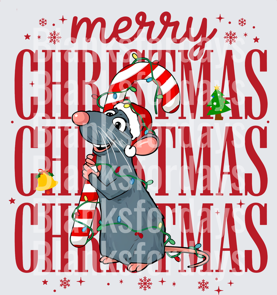 Remy Ratatouille Merry Christmas Candy Cane Holiday Lights (DTF)