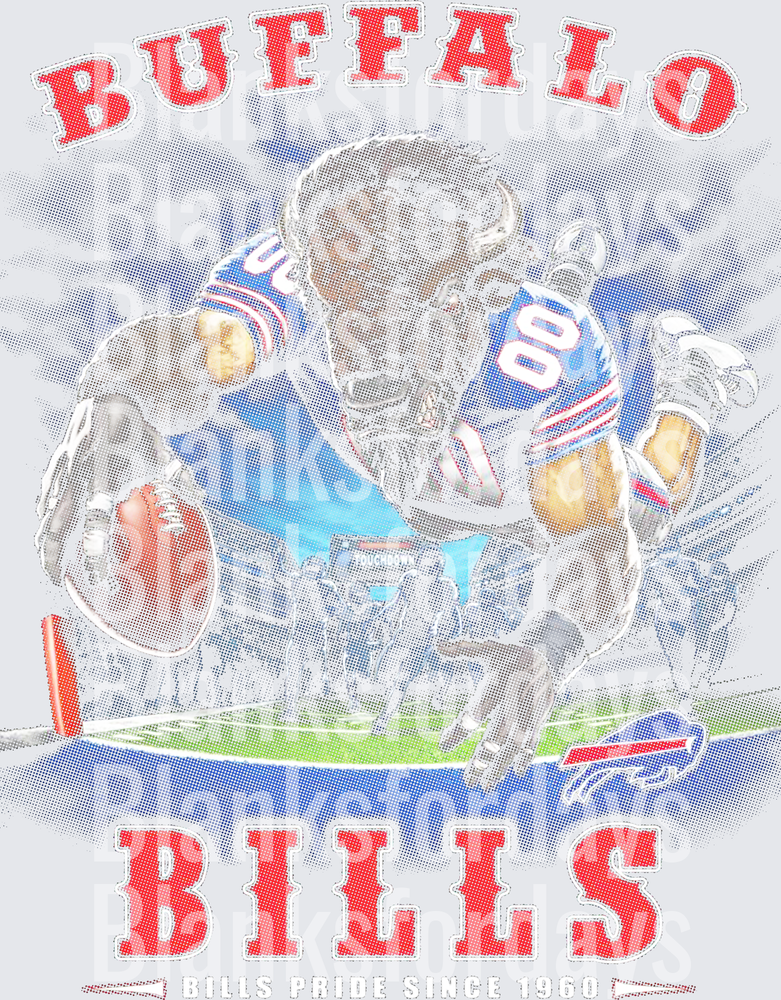 Buffalo Bills Pride Since 1960 Vintage Halftone Football Player (DTF)