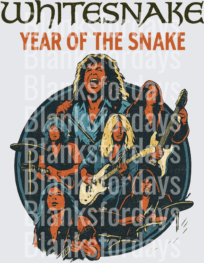 Whitesnake Year of the Snake Vintage Band Illustration (DTF)