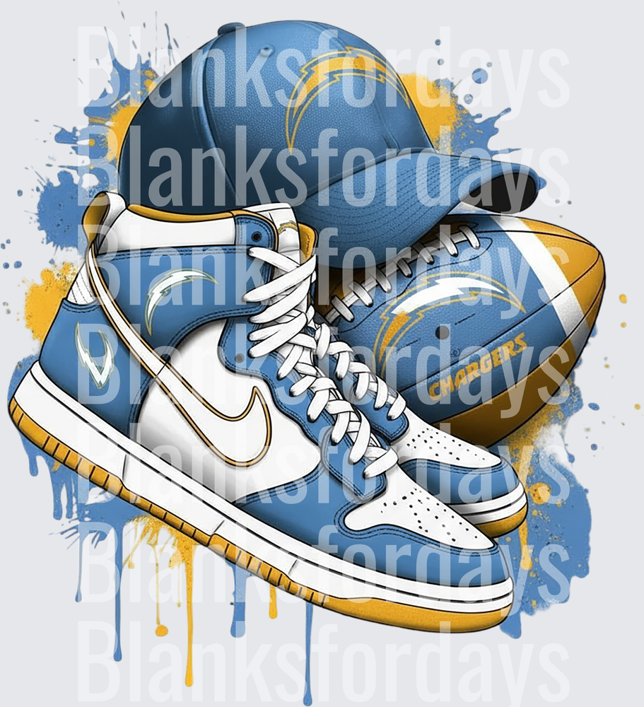 Los Angeles Chargers Nike Sneakers Football Cap Drip Art (DTF)